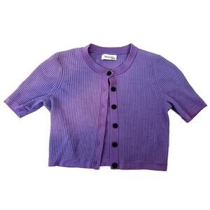 Naadam Merino Silk short sleeve cardigan purple size L